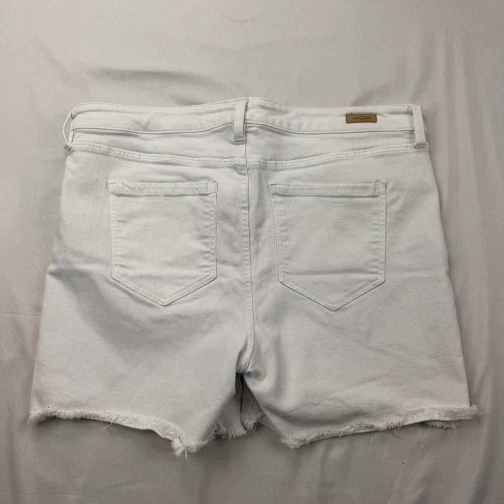 Liverpool Denim Shorts Women 14 Bright White Frayed Hem Stretch Five Pocket